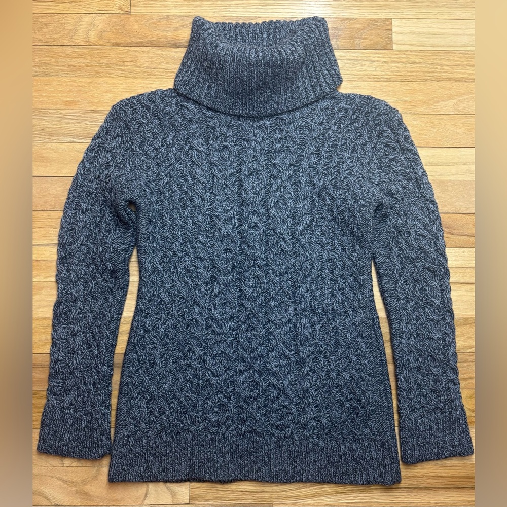 Original Aran Co Women's 100% Merino Wool Cable Knit Turtleneck XS